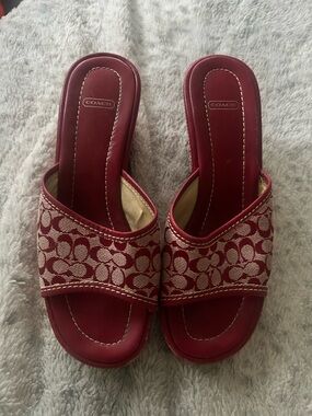 COACH Burgundy Logo Slide Mules Y2K